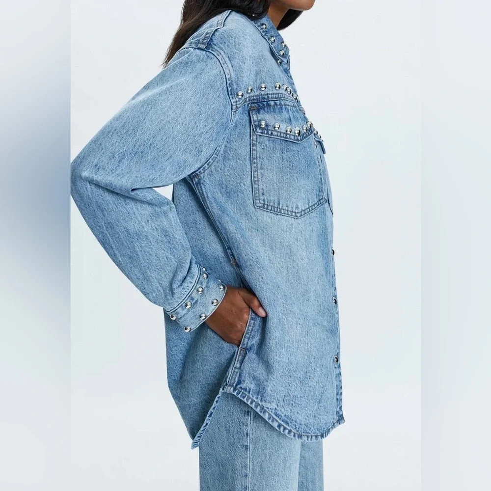 NEW PISTOLA mandy stud shacket in satellite
